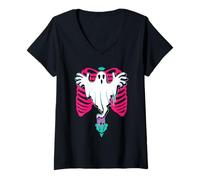 Mujer Whimsical Ghost All-Hallows Eve Camiseta Cuello V