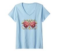 Mujer Whimsical Raspberry Decor For Women and Girls Floral Berry Camiseta Cuello V