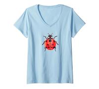 Mujer Whimsy Twee Ladybug Cute Summer Camiseta Cuello V