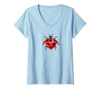 Mujer Whimsy Twee Ladybug Heart Spots Cute Summer Camiseta Cuello V