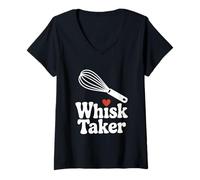 Mujer Whisk Taker: Divertido Juego de Palabras para Hornear para Chefs y Amantes de la Comida Camiseta Cuello V