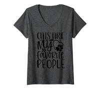 Mujer WhiskerWay Cats Are My Favorite People Cat Lover Cita Camiseta Cuello V