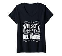 Mujer Whiskey Bent And Hellbound Funny Whiskey Cowboy Cowgirl Fun Camiseta Cuello V