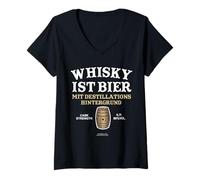 Mujer Whisky ist Bier Sprüche Design mit Barril Camiseta Cuello V