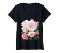 Mujer Whispers of Roses Suave Luz y Elegancia Silenciosa Formas Mania Camiseta Cuello V
