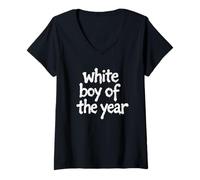 Mujer White Boy of The Year - Funny Handsome Cool Men's Humor Camiseta Cuello V