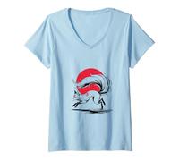 Mujer White Fox Japanese Kitsune Sunset Japón Niños Niñas Niños Camiseta Cuello V
