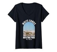 Mujer White Sands National Park Nuevo México Vintage Retro Diseño Camiseta Cuello V