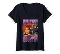 Mujer Whitney Houston Signature Homage PINK TEXT Camiseta Cuello V