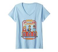 Mujer Who Cares Game Show Sarcastic Vintage Funny Adult Humor Camiseta Cuello V