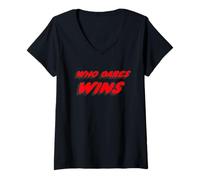 Mujer Who Dares Wins | Lema Militar Segundo Mundo Camiseta Cuello V