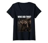 Mujer Who Did This Cafetera Amante de los Animales Divertido Camiseta Cuello V