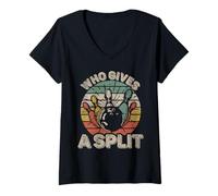 Mujer Who Gives A Split Retro Bowling Bowler Team Funny Camiseta Cuello V