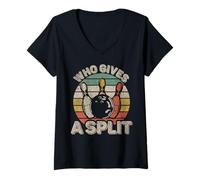 Mujer Who Gives A Split Retro Bowling Bowler Team Funny Camiseta Cuello V
