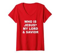 Mujer Who is Jesus? My Lord & Savior - Christian Faith Baptism Red Camiseta Cuello V