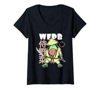 Mujer Whole Food Plant-Based Avocado Samurai Japanese WFPB Camiseta Cuello V