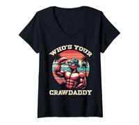 Mujer Who's Your CrawDaddy Crawfish Retro Crayfish Crawdad Dad Men Camiseta Cuello V