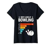 Mujer Why I Lose at Bowling Lover Retro Funny Bowler Men Women Camiseta Cuello V