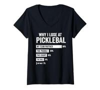 Mujer Why I Lose at Pickleball Funny Player Quote Camiseta Cuello V