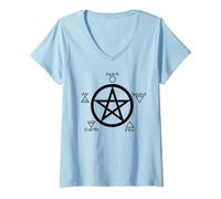 Mujer Wicca Pentagrama Mente sobre Materia Gótica Brujería Camiseta Cuello V