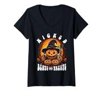 Mujer Wicked Beats and Treats Halloween Music Lover Musician Camiseta Cuello V