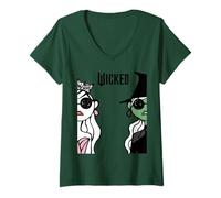 Mujer Wicked Glinda Elphaba Split Portrait Fashion Camiseta Cuello V