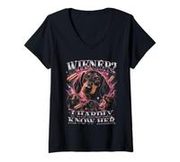 Mujer Wiener Apenas conozco a su Perro Salchicha Divertido Camiseta Cuello V
