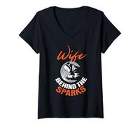 Mujer Wife Behind The Sparks Soldadora Esposa Camiseta Cuello V