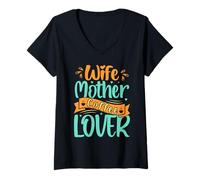 Mujer Wife Mother Coffee Lover Funny Mother's Day Coffee For Mom Camiseta Cuello V