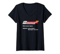 Mujer Wife Seems Upset! Update: False Alarm, She Said 'I'm Fine'. Camiseta Cuello V