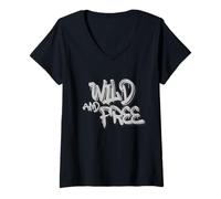 Mujer Wild and Free Graffiti Art - Bold Street Freedom Camiseta Cuello V