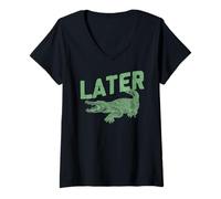 Mujer Wild Animal Crocodile Funny Alligator Later Gator Camiseta Cuello V