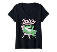 Mujer Wild Animal Crocodile Funny Alligator Later Gator Camiseta Cuello V