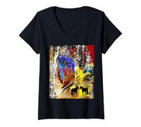 Mujer Wild at the Core: Chaos Heart and Horse Design Camiseta Cuello V