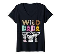 Mujer Wild Dada Zoo Theme Birthday Safari Jungle Fiesta a juego Camiseta Cuello V