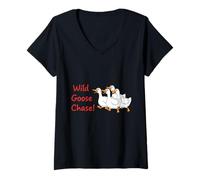Mujer Wild Goose Chase! Divertido Dicho sarcástico de Patito Camiseta Cuello V