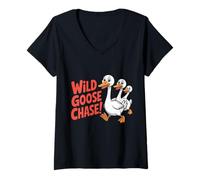 Mujer Wild Goose Chase! Divertido Dicho sarcástico de Patito Camiseta Cuello V