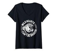 Mujer Wild Hearts Cant Be Broken Caballos Saltando Equitación Camiseta Cuello V