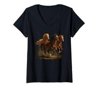 Mujer Wild Horse Retro Vintage 80s 90s Western Grunge Graphic Camiseta Cuello V