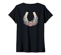 Mujer Wild Horses Wildflowers Cowgirl Country Western Rodeos Camiseta Cuello V