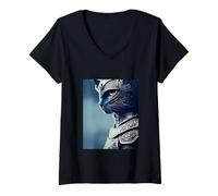 Mujer Wild Knight Cat Illustration Anime Graphic Designs Outfit Camiseta Cuello V