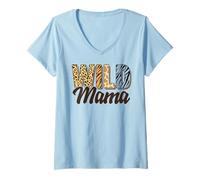 Mujer Wild Mama Leopard Mommy Great Mom Mother's Day Camiseta Cuello V