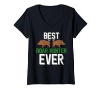 Mujer Wild Pig Hunting, el Mejor Cazador de jabalíes de la Historia Camiseta Cuello V