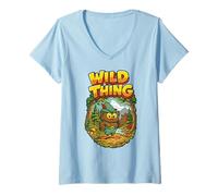 Mujer Wild Thing! Retro Woodsy Owl Give a Hoot Vintage Earth Day Camiseta Cuello V