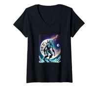 Mujer Wild Wendigo Skinwalker in Space Illustration Graphic Design Camiseta Cuello V