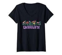 Mujer Wildflower Floral DARLYN Nombre Día de la Madre Mujeres Camiseta Cuello V