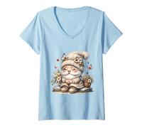 Mujer Wildflower GNOME For Women Cute Butterfly Decor For Summer Camiseta Cuello V