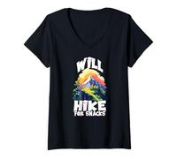 Mujer WILL HIKE FOR SNACKS Camiseta Cuello V