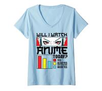 Mujer Will I Watch Anime Today Japón Manga Lover Kawaii Otaku Gift Camiseta Cuello V