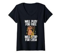 Mujer Will Play for Free Saxofón Jugador Saxofón Camiseta Cuello V